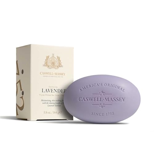 Caswell-Massey Lavender Natural Bar Soap for Women, Moisturizing Triple-Milled Body Soap for Bath, Face & Hands, Soothing Floral Scent, Plant-Based, Essential Oils, Cruelty-Free, Made in USA, 5.8 oz
