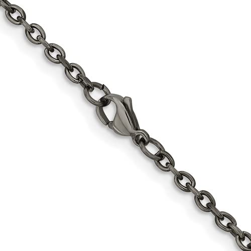 Black Bow Jewelry 2.9Mm Titanium Classic Polished Cable Chain Necklace, 18 Inch #TOP24