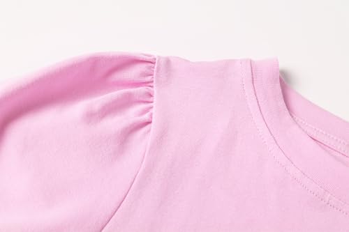 Image of Girls' Puff Sleeve Cotton T-Shirt Cute Summer Tops for Girls