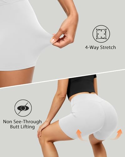 keriffe Womens 5"/10" Crossover Biker Shorts High Waisted Athletic Running Spandex Shorts Gym Yoga Workout - image 5