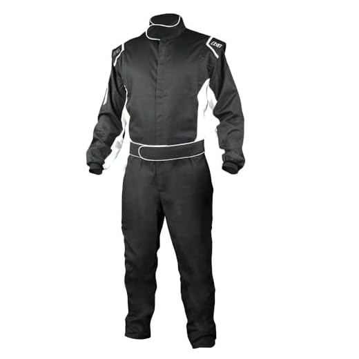K1 RaceGear Unisex-Erwachsene K1 Challenger Adult One-Piece Fire Suit SFI-bewerteter Autorennanzug, schwarz, weiß, Medium/Large