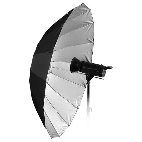 FotodioxFotodiox Pro 60in Parabolic Silver Reflective Umbrella - 16-Rib Black/Silver Photographic Umbrella