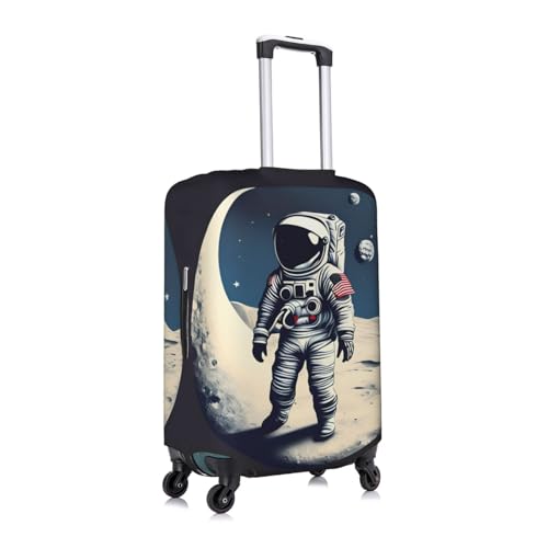 Astronaut On The Moon Tsa Approved Luggage Cover For 18-32 Inch Suitcases Scratch-Resistant Stretch Luggage Cover3