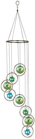 Red Carpet Studios Venetian Glass Spiral Tunes Wind Catcher, 32-Inch Long, Circle