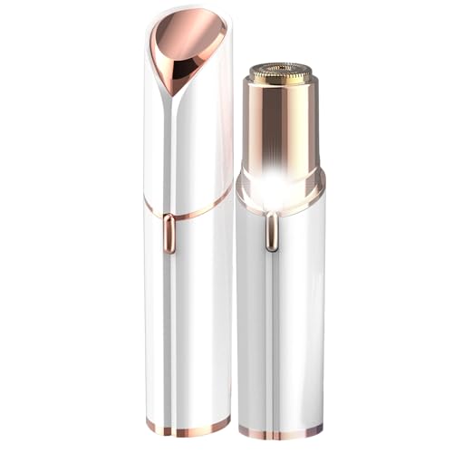 Rasoir Électrique Femme avec Lumières LED pour Visage, Épilateur Doux et Sans Danger pour Joues/Menton/Bras, Pile Incluse (Blanc)