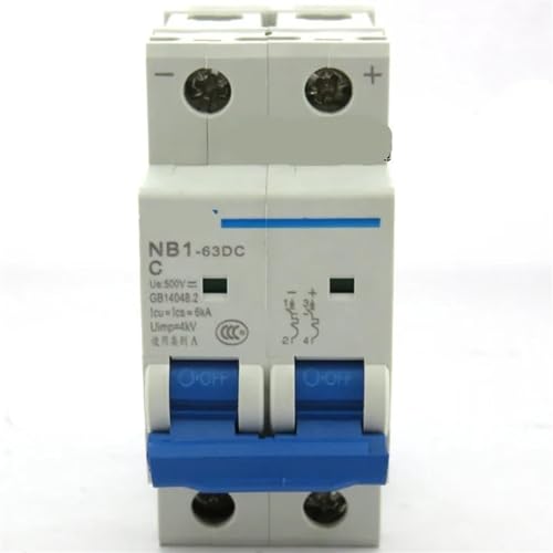 Disjoncteur DC MCB solaire photovoltaïque 500V 2 pôles 20A protection NB1-63