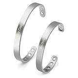 JOVIVI Custom Couple Bracelets - Personalized Message Engraved Name Men Women Titanium Magnetic Cuff Bangle Bracelet for Couples Lovers Best Friends Valentines Day Gifts