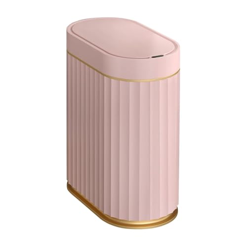 Image of jinligogo ELPHECO Touchless Trash Can with Lid, 2 Gallon / 7.5 Liter Small Automatic Motion Sensor Garbage Bin, Slim Rectangular Plastic Wastebasket for Bathroom, Bedroom, Kitchen, Office (Pink)