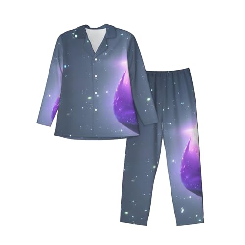 Pyjama homme galaxie étoilé violet ensemble de nuit respirant