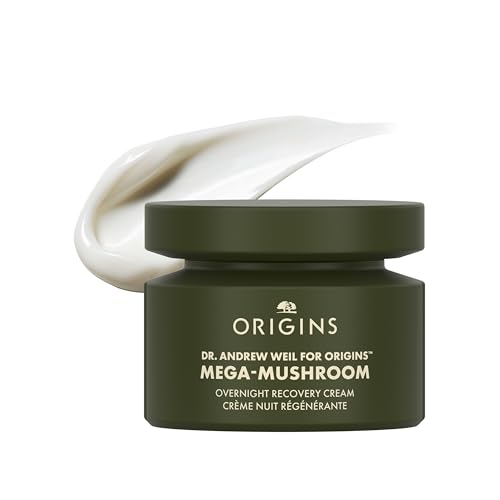 Origins Mega-Mushroom Overnight Recovery Skin Barrier Cream | For Deep Overnight Hydration & Reduced Visible Redness | With Reishi Mushroom, Fermented Chaga Mushroom & Evening Primrose, 1.7 Fl Oz
