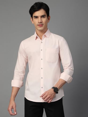 Image of Majestic Man Solid Cotton Casual Shirt - Slim Fit, Full Sleeves, Premium Button Closure