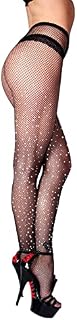 Waist Fishnet Tights Rhinestone Black Fishnet Tights Sparkle Tights Glitter Stockings High Waisted Night Club Pantyhose Party Stocking Tummy Control Tights For Women(black) Halloween Christmas