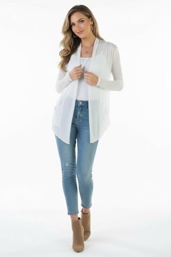 Image of ToBeInStyle Womens Open Front Long Sleeve Lightweight Asymmetrical Draped Cardigan with Side Pockets