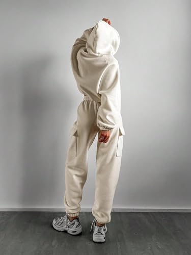Image of KOTTY Women's Fleece Tracksuit Set with Hoodie|Soft 2-Piece Lounge Set with Drawstring Joggers