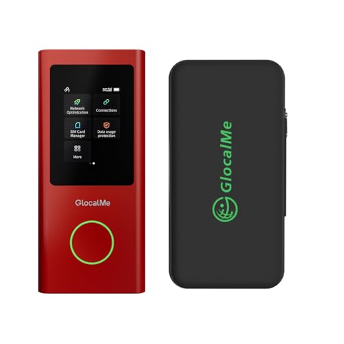 Image of GlocalMe Protective Travel Case and Red Numen Air 5G Mobile Hotspot, Portable WiFi Hotspot for Travel in 200+ Countries, Ultra High Speed Hotspot Device with Speed Up to 2.5Gbps, No SIM Card