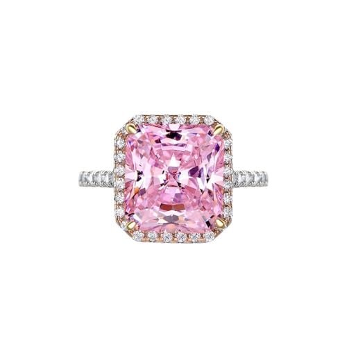 Dainty Gold Ring for Women with a Single Coloured Stone, Cute Single Stone Rings for Women, Pink Square Ring for Women Promise Rings CZ Rings, Simple Gold Rings for Women 6