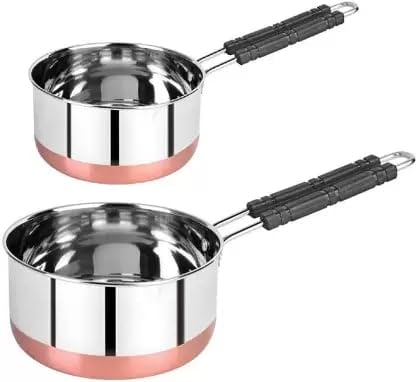 ASTIKAYA Sauce Pan Set for Tea, Milk Pan, Copper Sauce Pan Combo Set Gas and Induction Compatible. (2Pcs Tea Pan)