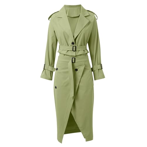 Generisch Mantelkleid Damen Elegant Herbstkleid Übergangsmantel Knopfleiste Lange Jacke Vintage Oversized Cocktailkleid Warm Lässig Freizeitkleid...