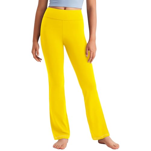 Teen Girls School Preppy Yoga Leggings Kids Solid High Waist Yoga Pants Petite Flare Workout Pant Soft Dance Pants