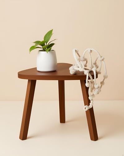 Image of SBF Furniture Mini Triangle Side Table, 32 cm, Matte Finish, Modern Minimalist Design, 3 Angled Legs (3P Brown)