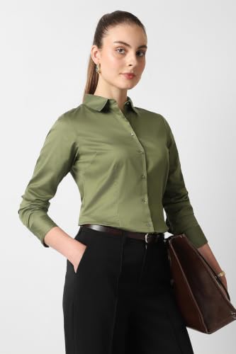 Image of Van Heusen Women's Regular Fit Solid Full Sleeve Cotton Rich Formal Shirt