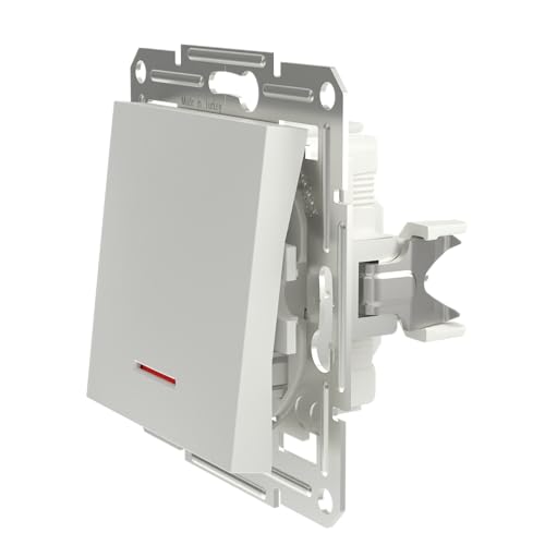 Schneider Electric Asfora Taster Unterputz mit LED, 10A, 250V AC, Schraubklemmen, weiss, Artikelnummer EPH1670121D, 1 Stück