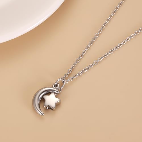 Moon Star Cremation Jewelry For Human Ashes Stainless Steel Memorial Urn Necklace Keepsake Sympathy For Women Mom3