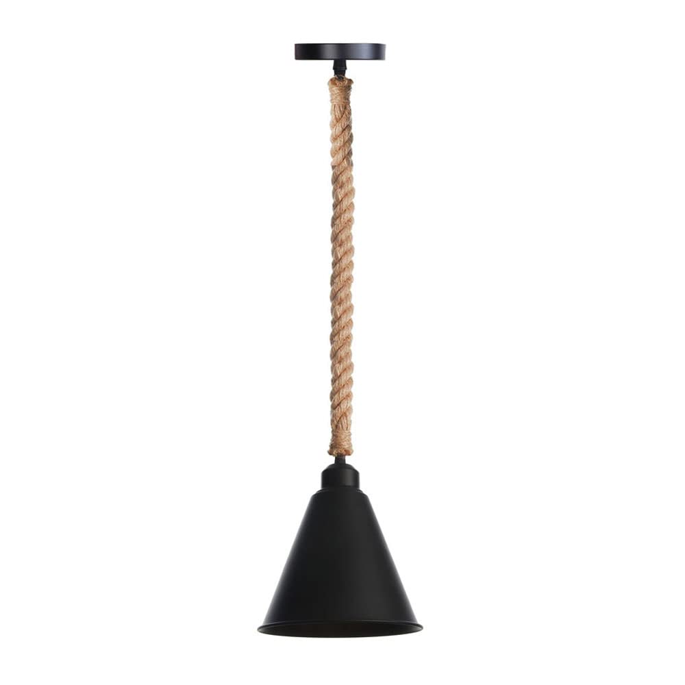FYZDLAOR Industrial Vintage Wrought Iron Pendant Light,Hemp Rope Pendant Light,for Living Room Bedroom Cafe Teahouse Bar Dining Room Club（E27）