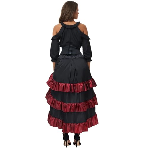 Jupe gothique steampunk rouge taille haute pour sublimer votre costume - 4