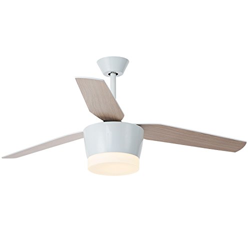 WFRUEDWC Lámpara de Ventilador de Techo Moderna de Hoja de Madera escandinava con LED de 24 W para Sala de Estar y Comedor, Color Blanco Regular (Control de Pared) 52 Pulgadas