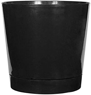 Novelty Majestic Full Depth Round Cylinder Pot, Glossy Black, 12-Inch (10128)