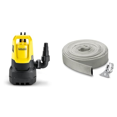 Kärcher Schmutzwasser-Tauchpumpe SP 11.000 Dirt & Gewebeschlauchset 1, 1/4 Zoll (10 m) mit flexiblem Gewebeschlauch inkl. Edelstahl-Schlauchklemme zum Anschluss an Tauchpumpen