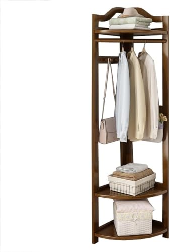 Árbol de entrada de madera independiente con almacenamiento de zapatos y perchero para organización del hogar y la oficina