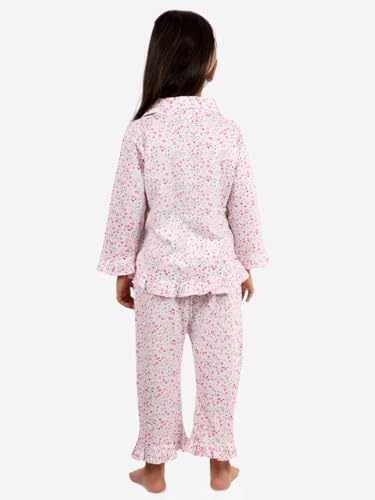 Image of superminis Hosiery Cotton Night Suit with Frill - Full Sleeves, Collared Neck, Sleep Wear for Girls, Kids