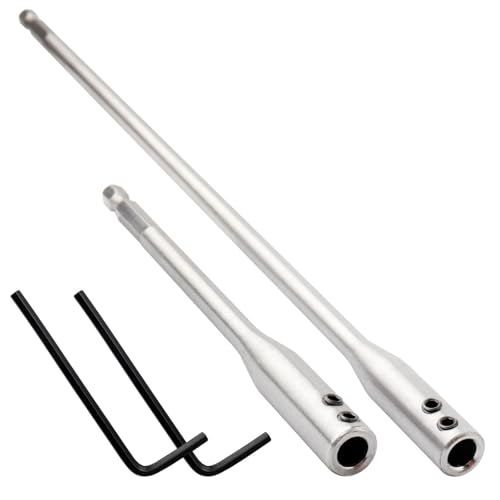 Treki 2pcs Rallonge de Foret 150mm/300mm Extension de Foret en Acier à Haute Teneur en Carbone Rallonge de Perceuse 1/4 Rallonge de Mèche en Bois 6.35mm Rallonge de Tige avec 2 Clés Hex