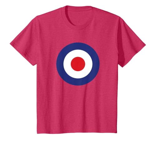 Mod Target Circle Music Logo | Retro Air Force RAF Roundel T-Shirt, Youth, Red Heather, Large
