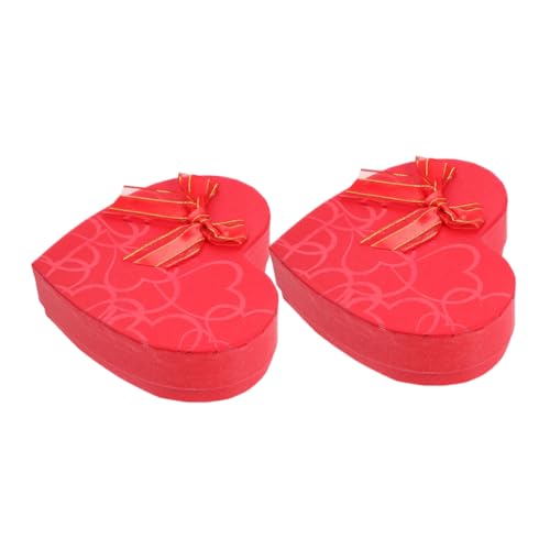 HIAKDOFT 2 peças caixa de chocolates forma de coração do dia dos namorados caixas de coração de dia dos namorados embalagem de doces do dia dos namorados papel vermelho