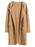 ANRABESS Women's Open Front Knit Lightweight Cardigan Casual Long Coatigan Sweater Lady Jacket Coat 2025 Fall Outerwear Light Brown Small