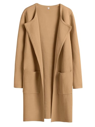 ANRABESS Cardigan Sweater for Women 2026 Fall Outfits Light Brown XL