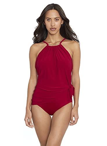 MagicSuit Women's Swimwear Solid Parker Tummy Control Underwire Swimdress, Vamp, 16
