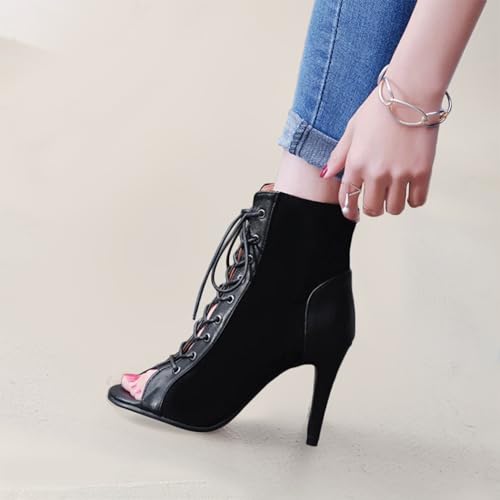 Image of UTIKLIOU Women's Mesh Sandals Peep Toe High Top Sandals Lace Up Summer Boots Buckle Strap Party Sexy Pump Shoes Open toe