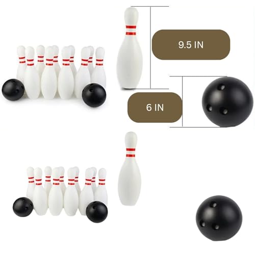 Image of SNOOGG 18 CM - 9 Inch Portable Indoor Outdoor Kids Bowling Set, 10 Pin & 2 Balls - Educational Sports Game & Interactive Learning Toy Gift for Lawn Activities & Party Favors