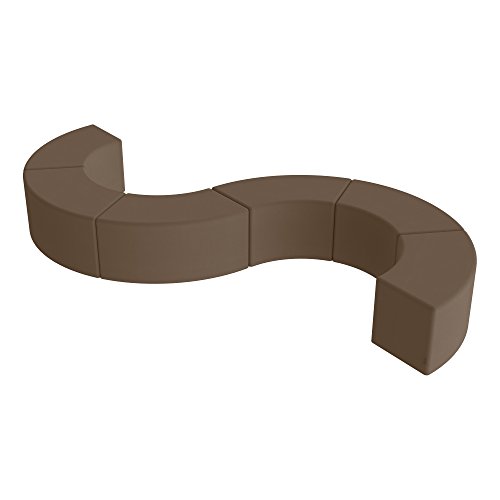 Image of Sprogs 18 inch H Structured S-Curve Stool -Flexible Modular Collaborative Soft Seating for Office, Home, Lounge and School Classrooms with Durable Frame & Set of 2 inch Legs Add-on - Chocolate