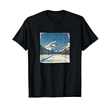 雪と山の峠 ビンテージ風景グラフィック Tシャツ