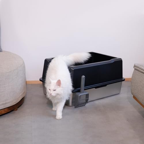 Caja de arena para gato de acero inoxidable XXL con tapa miniatura 6