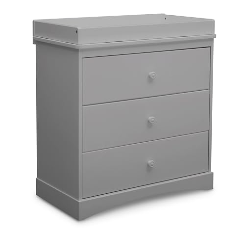 Image of Delta Children Sutton 3 Drawer Dresser with Changing Top and Interlocking Drawers - Greenguard Gold Certified, Grey