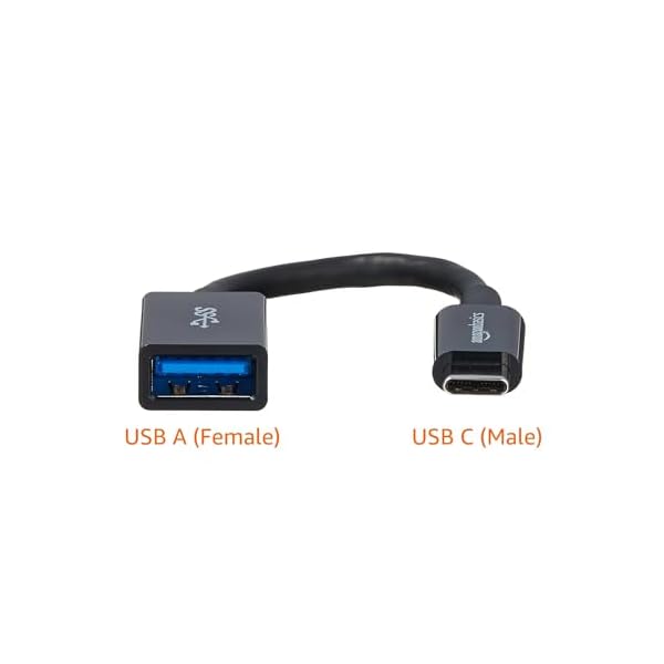 Amazon Basics USB 3.1 USB-C to USB-A Female Adapter Cable Converter, 5Gbps High-Speed, USB-IF Certified, for Laptops, Tablets, Phones (iPhone 16/15), Black - Image 3