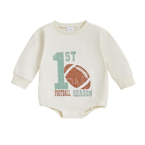 Newborn Infant Baby Boy Girl Football Outfit 1st Football Season Long Sleeve Sweatshirt Bubble Romper Clothes Fall