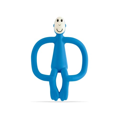 Matchstick Monkey, Original Teether & Gel Applicator, Antimicrobial Silicone Teething Toys for Baby, Easy to Grip, BPA Free, 3 Months Old+, 10.5 cm, Blue Monkey