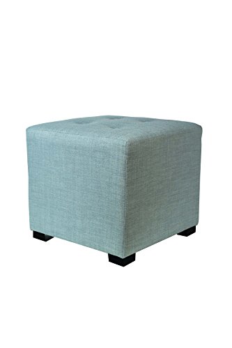 MJL Furniture Designs Merton Designer Square 4 Button Tufted Upholstered Ottoman, Sea Mist Green